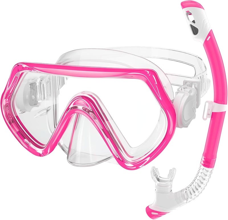 ZipAura Snorkeling Gear for Kids, Kids Snorkel Set for Ages 3-14, Anti-Fog Diving Mask and Dry Top Snorkel Combo Set, Unisex Swimming Goggles - Image 1